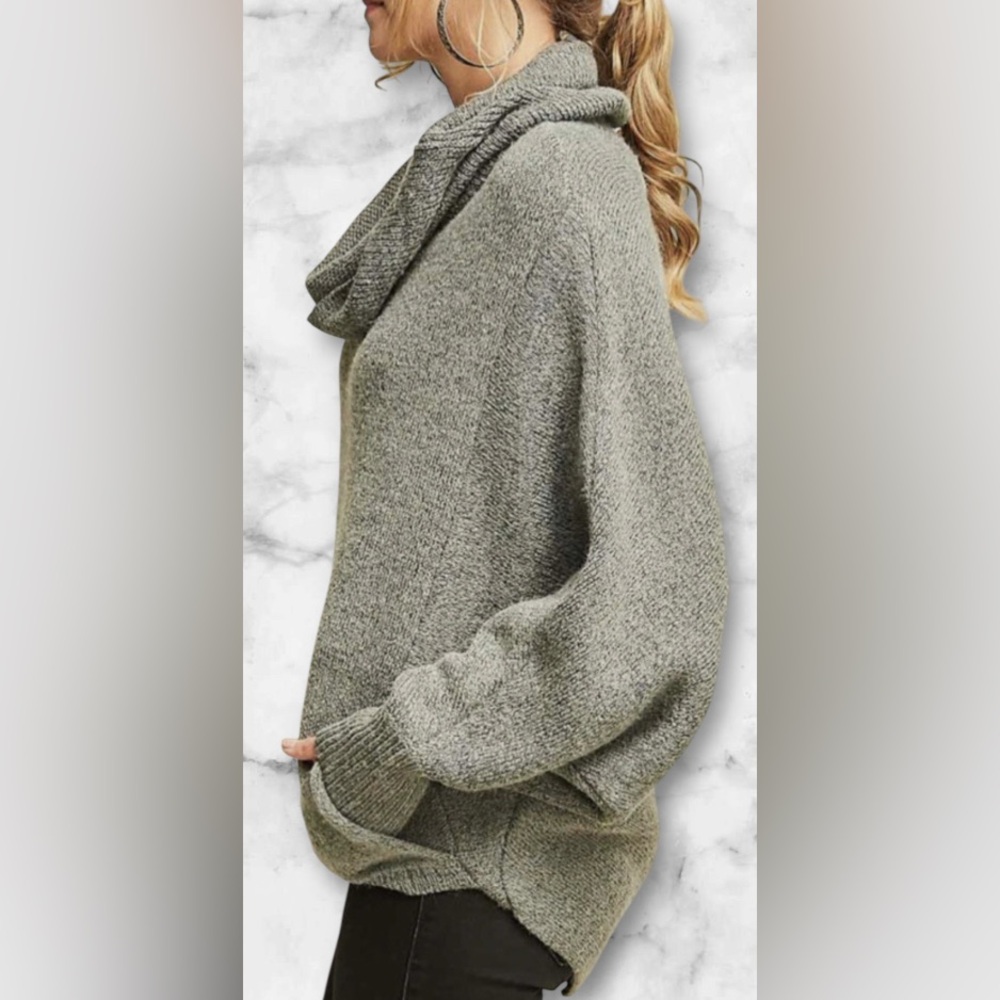Entro Cowl Neck Oversized Sweater Kangaroo Pocket Batwing Sleeves Size S - Picture 6 of 13